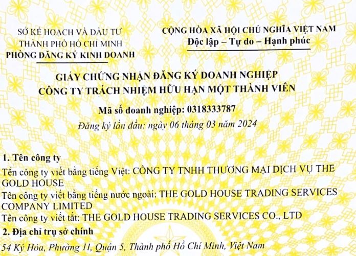 CÔNG TY TNHH THƯƠNG MẠI DỊCH VỤ THE GOLD HOUSE